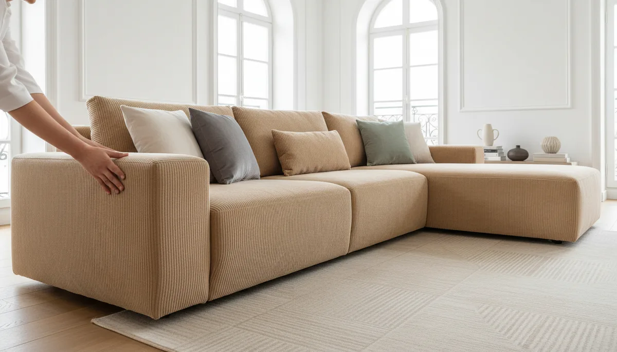Comment habiller un canapé d'angle ? Étapes, matières et budget 2026